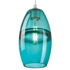 Soren 1-Light Brushed Nickel Mini Pendant with Turquoise Glass Shade by Westinghouse -Westinghouse Shop brushed nickel westinghouse pendant lights 6366300 c3 1000