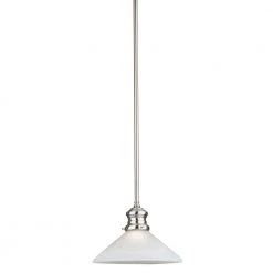 1-Light Brushed Nickel Mini Pendant with Frosted White Alabaster Glass Shade by Westinghouse
