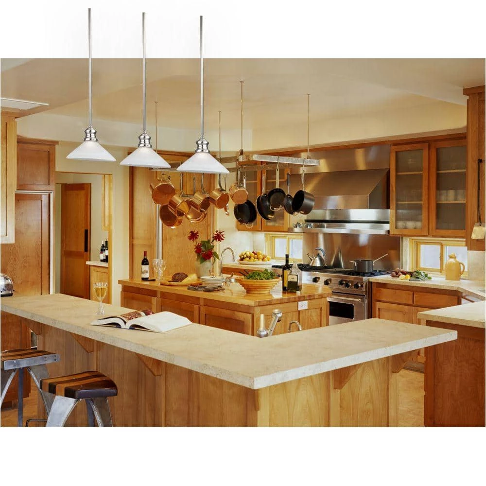 1-Light Brushed Nickel Mini Pendant with Frosted White Alabaster Glass Shade by Westinghouse 2 1-Light Brushed Nickel Mini Pendant with Frosted White Alabaster Glass Shade by Westinghouse - Image 2