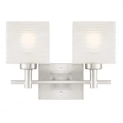 Alexander 2-Light Brushed Nickel Wall Mount Bath Light by Westinghouse