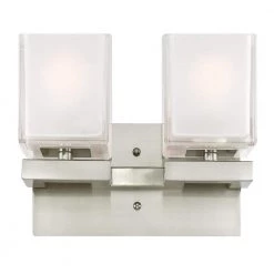 Nyle 2-Light Brushed Nickel Wall Mount Bath Light by Westinghouse