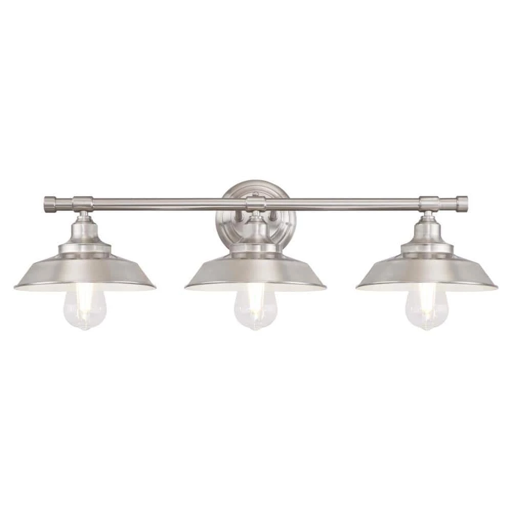 Iron Hill 3-Light Brushed Nickel Wall Mount Bath Light by Westinghouse 1 Iron Hill 3-Light Brushed Nickel Wall Mount Bath Light by Westinghouse