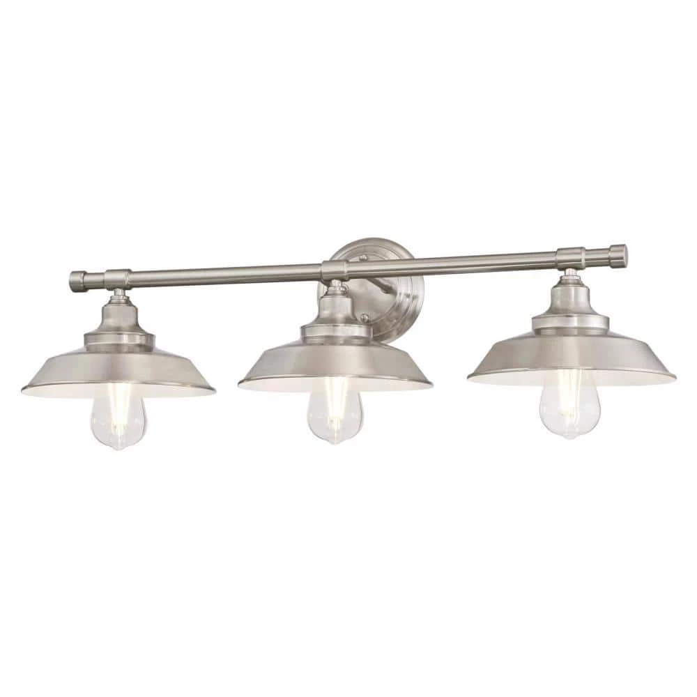 Iron Hill 3-Light Brushed Nickel Wall Mount Bath Light by Westinghouse 2 Iron Hill 3-Light Brushed Nickel Wall Mount Bath Light by Westinghouse - Image 2