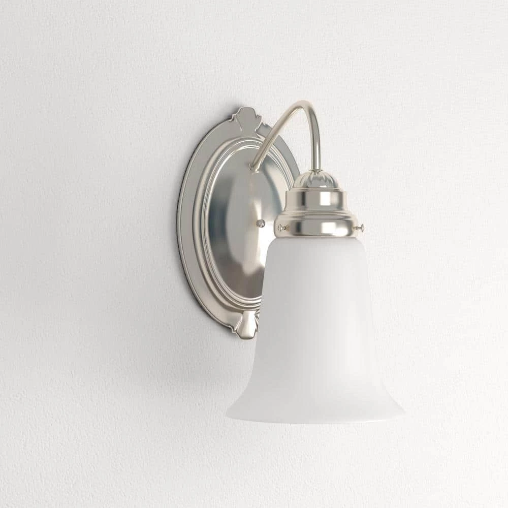 1-Light Brushed Nickel Interior Wall Fixture with White Opal Glass by Westinghouse 5 1-Light Brushed Nickel Interior Wall Fixture with White Opal Glass by Westinghouse - Image 5