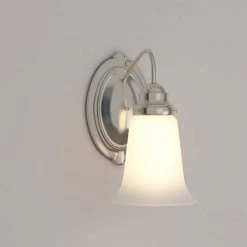 1-Light Brushed Nickel Interior Wall Fixture with White Opal Glass by Westinghouse 8 1-Light Brushed Nickel Interior Wall Fixture with White Opal Glass by Westinghouse -Westinghouse Shop brushed nickel westinghouse vanity lighting 6649600 d4 1000