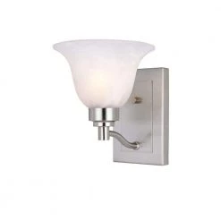 1-Light Brushed Nickel Interior Wall Fixture with Frosted White Alabaster Glass by Westinghouse