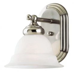 1-Light Brushed Nickel Interior Wall Fixture with Frosted White Alabaster Glass by Westinghouse