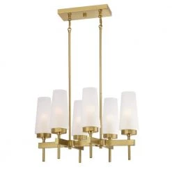 Chaddsford 6-Light Champagne Brass Chandelier with Frosted Glass Shades by Westinghouse