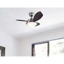 Wengue 30 in. Integrated LED Chrome Ceiling Fan with Light Kit by Westinghouse -Westinghouse Shop chrome westinghouse ceiling fans with lights 7224100 c3 1000