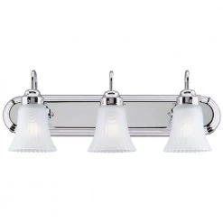 3-Light Interior Chrome Wall Fixture with Frosted Pleated Glass by Westinghouse