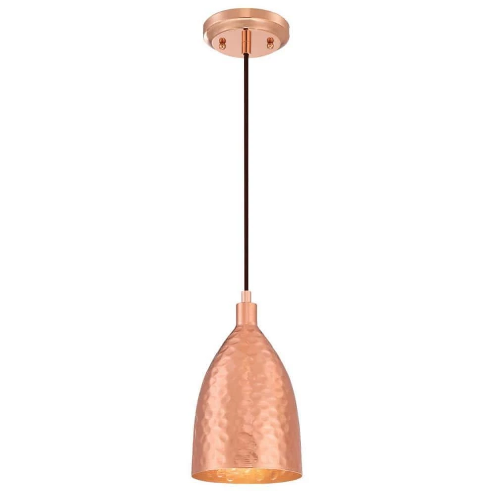 1-Light Hammered Copper Mini Pendant by Westinghouse 1 1-Light Hammered Copper Mini Pendant by Westinghouse