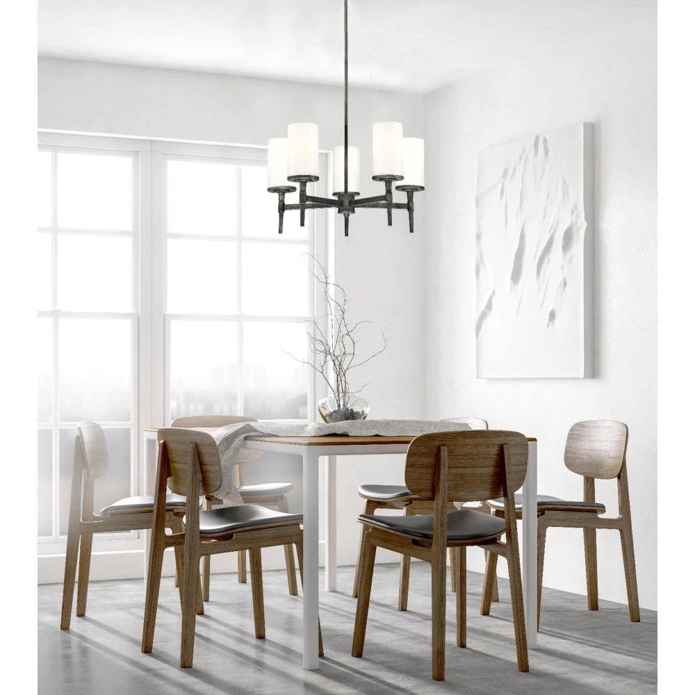 Courtfield 5-Light Distressed Aluminum Chandelier with White Opal Glass Shades by Westinghouse 2 Courtfield 5-Light Distressed Aluminum Chandelier with White Opal Glass Shades by Westinghouse - Image 2