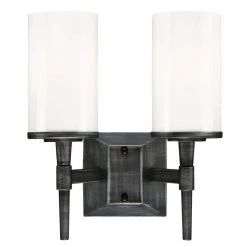 Courtfield 2-Light Distressed Aluminum Wall Mount Bath Light by Westinghouse
