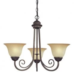 3-Light Ebony Bronze Interior Chandelier with Aged Alabaster Glass by Westinghouse