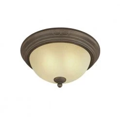 2-Light Ceiling Fixture Ebony Bronze Interior Flush-Mount with Aged Alabaster Glass by Westinghouse