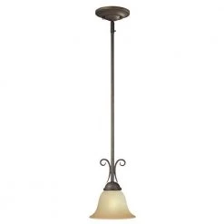 1-Light Ebony Bronze Interior Mini Pendant with Aged Alabaster Glass by Westinghouse