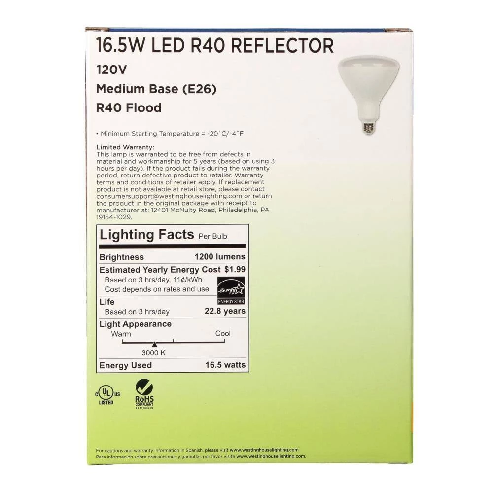 85-Watt Equivalent Bright White R40 Dimmable LED Light Bulb by Westinghouse 7 85-Watt Equivalent Bright White R40 Dimmable LED Light Bulb by Westinghouse - Image 7