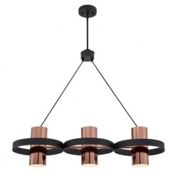 Ariana 3-Light Matte Black Chandelier with Copper Shades by Westinghouse