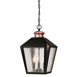 Valley Forge 3-Light Matte Black with Washed Copper Accents Outdoor Hanging Pendant by Westinghouse