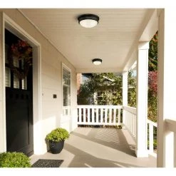 Meadowbrook 2-Light Matte Black Outdoor Flush Mount Light with Frosted Glass by Westinghouse -Westinghouse Shop matte black westinghouse outdoor flush mount lights 6578100 31 1000