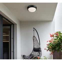 Meadowbrook 2-Light Matte Black Outdoor Flush Mount Light with Frosted Glass by Westinghouse -Westinghouse Shop matte black westinghouse outdoor flush mount lights 6578100 4f 1000