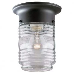 1-Light Matte Black Steel Flush-Mount Exterior Lantern with Clear Glass by Westinghouse