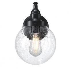 Eddystone 1-Light Matte Black Outdoor Wall Mount Sconce with Clear Seeded Glass by Westinghouse -Westinghouse Shop matte black westinghouse outdoor sconces 6121300 4f 1000