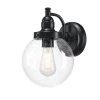 Eddystone 1-Light Matte Black Outdoor Wall Mount Sconce with Clear Seeded Glass by Westinghouse