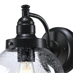 Eddystone 1-Light Matte Black Outdoor Wall Mount Sconce with Clear Seeded Glass by Westinghouse -Westinghouse Shop matte black westinghouse outdoor sconces 6121300 c3 1000