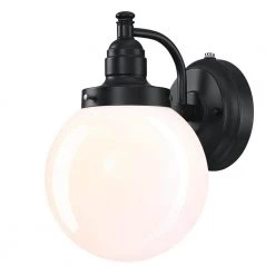 Eddystone 1-Light Matte Black Outdoor Wall Mount Sconce with White Opal Glass, Dusk to Dawn Sensor by Westinghouse