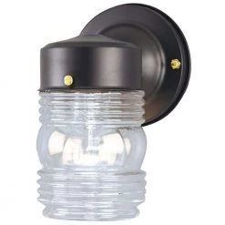 1-Light Matte Black Steel Exterior Jelly Jar Wall Lantern Sconce with Clear Glass by Westinghouse
