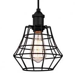 Nathaniel 1-Light Matte Black Mini Pendant with Cage Shade by Westinghouse -Westinghouse Shop matte black westinghouse pendant lights 6105300 c3 1000