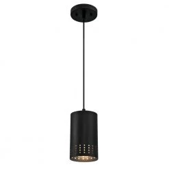 Default 24 Phelps 1-Light Matte Black Mini Pendant with Perforated Metal Shade by Westinghouse