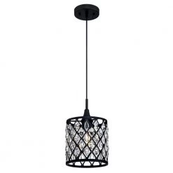 Waltz 1-Light Matte Black Mini Pendant with Crystal Accents by Westinghouse