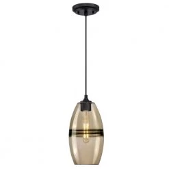Soren 1-Light Matte Black Mini Pendant with Ash Glass Shade by Westinghouse -Westinghouse Shop matte black westinghouse pendant lights 6366400 4f 1000