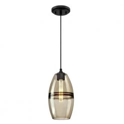 Soren 1-Light Matte Black Mini Pendant with Ash Glass Shade by Westinghouse