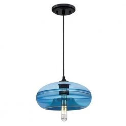 Soren 1-Light Matte Black Pendant with Sapphire Glass Shade by Westinghouse