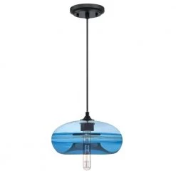 Soren 1-Light Matte Black Pendant with Sapphire Glass Shade by Westinghouse -Westinghouse Shop matte black westinghouse pendant lights 6366500 c3 1000