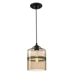 Soren 1-Light Matte Black Mini Pendant with Ash Glass Shade by Westinghouse