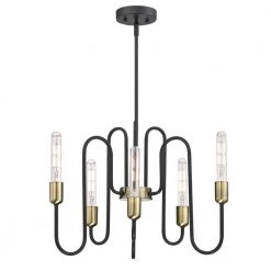 Spencer 6-Light Matte Black with Antique Brass Accents Chandelier by Westinghouse -Westinghouse Shop matte blk w antq brs westinghouse chandeliers 6576000 1f 1000