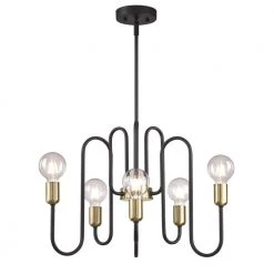 Spencer 6-Light Matte Black with Antique Brass Accents Chandelier by Westinghouse
