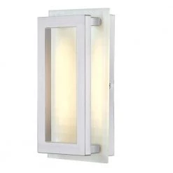 Matthew 1-Light Nickel Luster LED Outdoor Dimmable Wall Sconce Light with Frosted Waffle Glass by Westinghouse