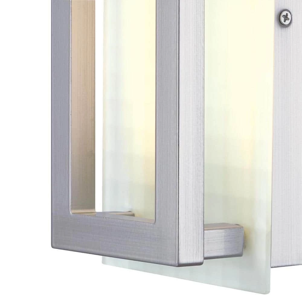 Matthew 1-Light Nickel Luster LED Outdoor Dimmable Wall Sconce Light with Frosted Waffle Glass by Westinghouse 3 Matthew 1-Light Nickel Luster LED Outdoor Dimmable Wall Sconce Light with Frosted Waffle Glass by Westinghouse - Image 3