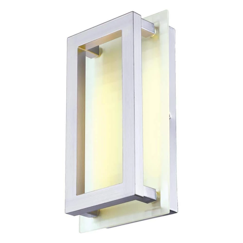 Matthew 1-Light Nickel Luster LED Outdoor Dimmable Wall Sconce Light with Frosted Waffle Glass by Westinghouse 6 Matthew 1-Light Nickel Luster LED Outdoor Dimmable Wall Sconce Light with Frosted Waffle Glass by Westinghouse - Image 6