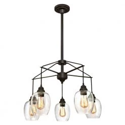 Eldon 5-Light Oil Rubbed Bronze with Highlights Chandelier and Clear Seeded Glass Shades by Westinghouse