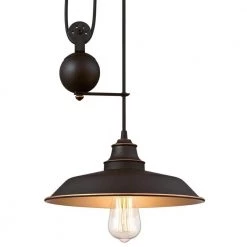 Iron Hill 1-Light Oil Rubbed Bronze with Highlights Pulley Pendant by Westinghouse -Westinghouse Shop oil rubbed bronze hi westinghouse chandeliers 6363200 c3 1000