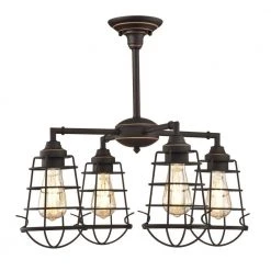 Nolan 4-Light Oil Rubbed Bronze with Highlights Chandelier/Semi-Flush Mount with Cage Shades by Westinghouse -Westinghouse Shop oil rubbed bronze w highlights westinghouse chandeliers 6367000 44 1000