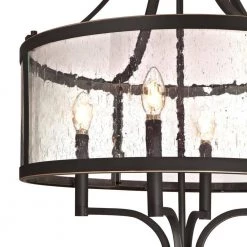 Belle View 4-Light Oil Rubbed Bronze with Highlights Chandelier with Clear Seeded Glass Drum Shade by Westinghouse -Westinghouse Shop oil rubbed bronze w highlights westinghouse chandeliers 6368400 44 1000