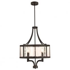 Belle View 4-Light Oil Rubbed Bronze with Highlights Chandelier with Clear Seeded Glass Drum Shade by Westinghouse -Westinghouse Shop oil rubbed bronze w highlights westinghouse chandeliers 6368400 4f 1000