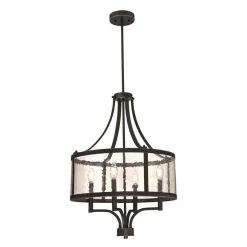 Belle View 4-Light Oil Rubbed Bronze with Highlights Chandelier with Clear Seeded Glass Drum Shade by Westinghouse